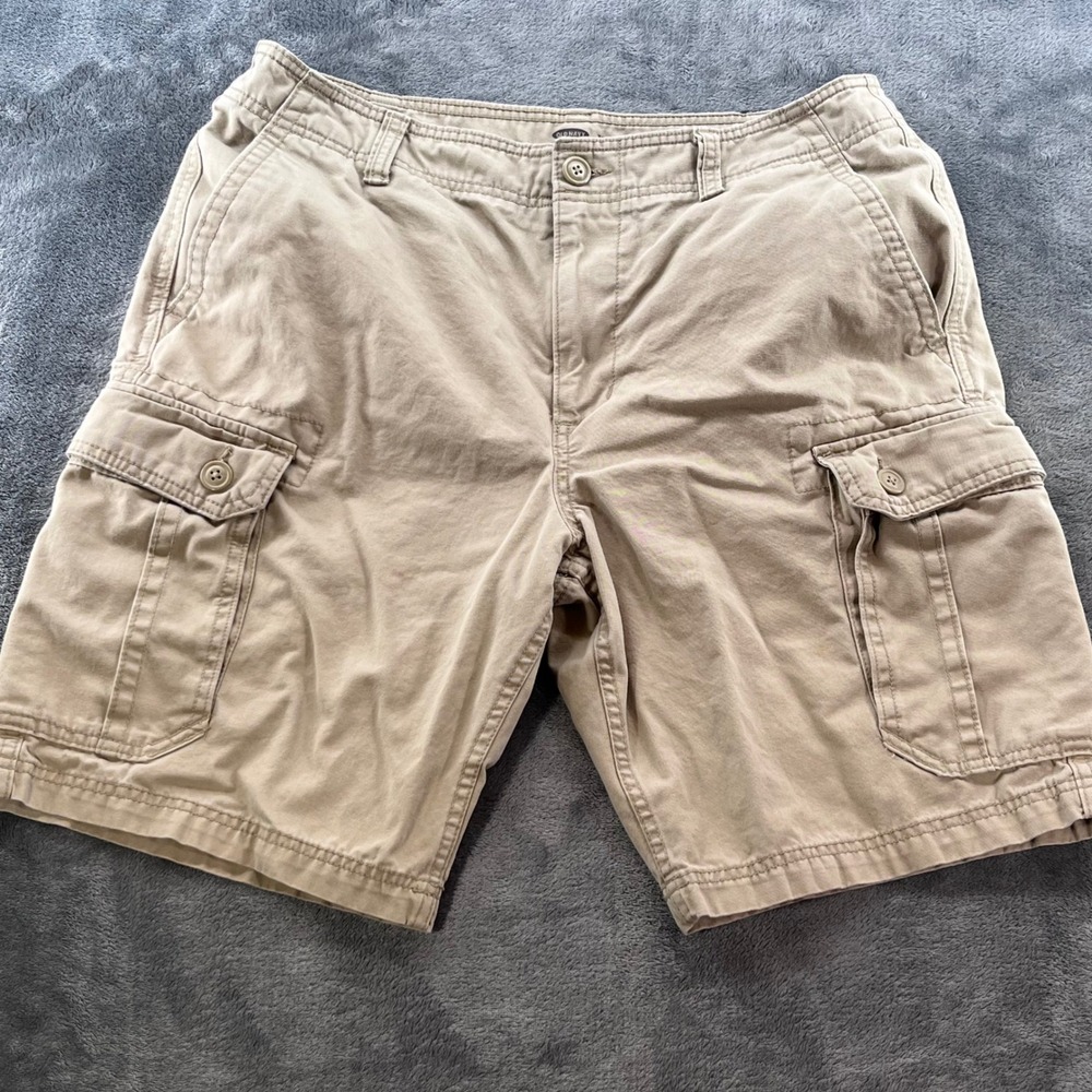Old Navy Mens Khaki Cargo Shorts Tan Cotton Twill Size 34 Hiking Casual Utility